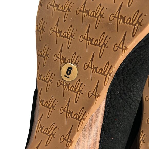 Amalfi by Rangoni Black Peep Toe Wedge Heels Size 6 - Picture 8 of 9